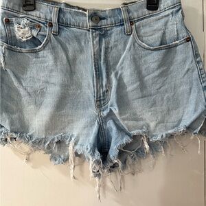 Abercrombie & Fitch Frayed Light Blue Jean Shorts